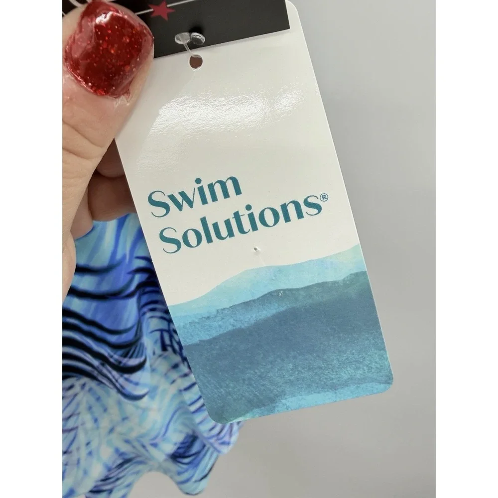 Swim Solutions Womens Size 18 Tummy Control Printed Fauxkini One-Piece Swimsuit - Picture 11 of 12